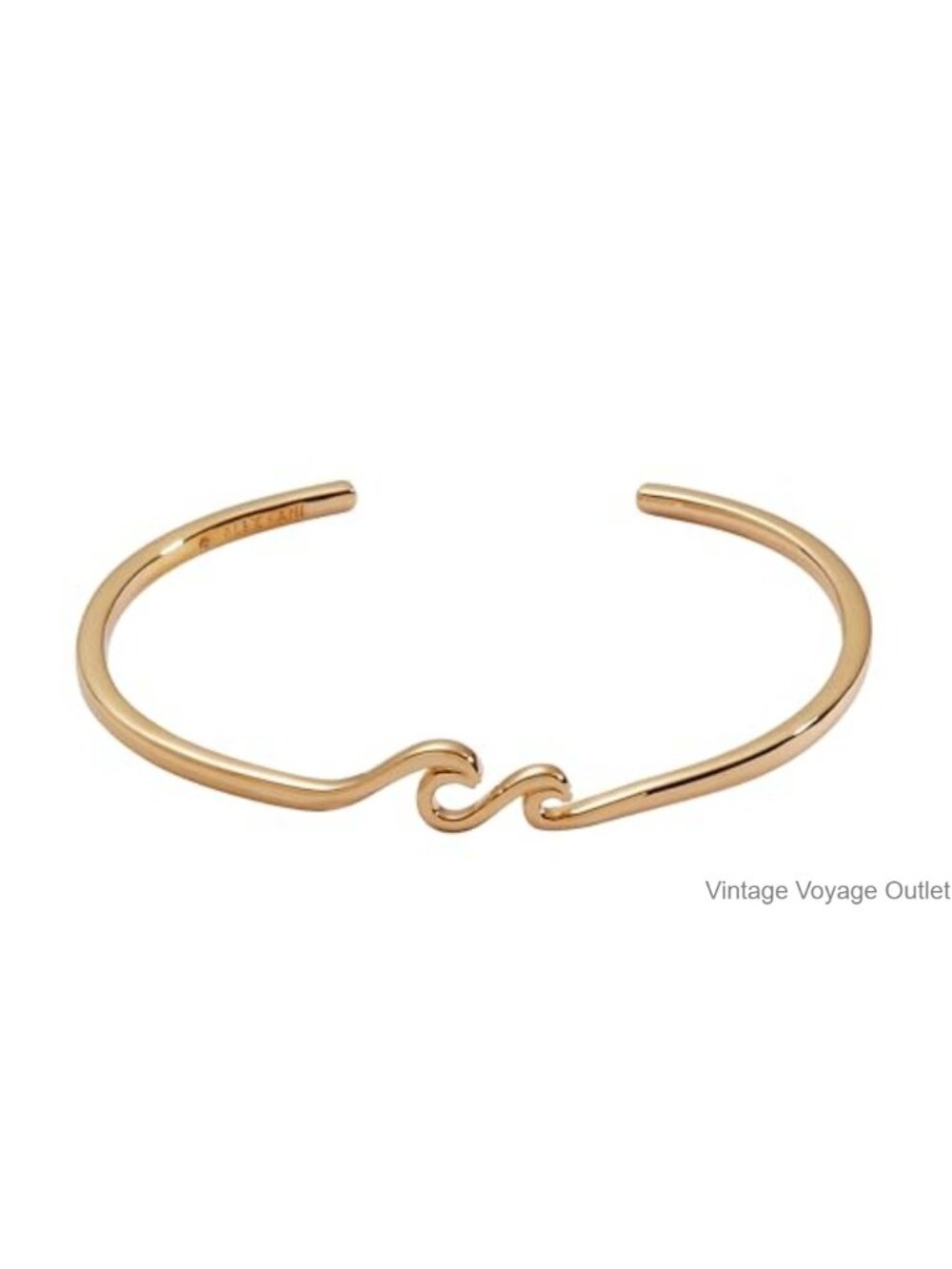 Wave Cuff Bracelet Minimal Polished Gold-Tone One Size